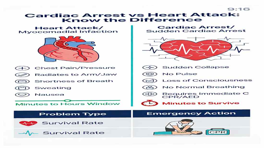 cardiac arrest vs heart attack
